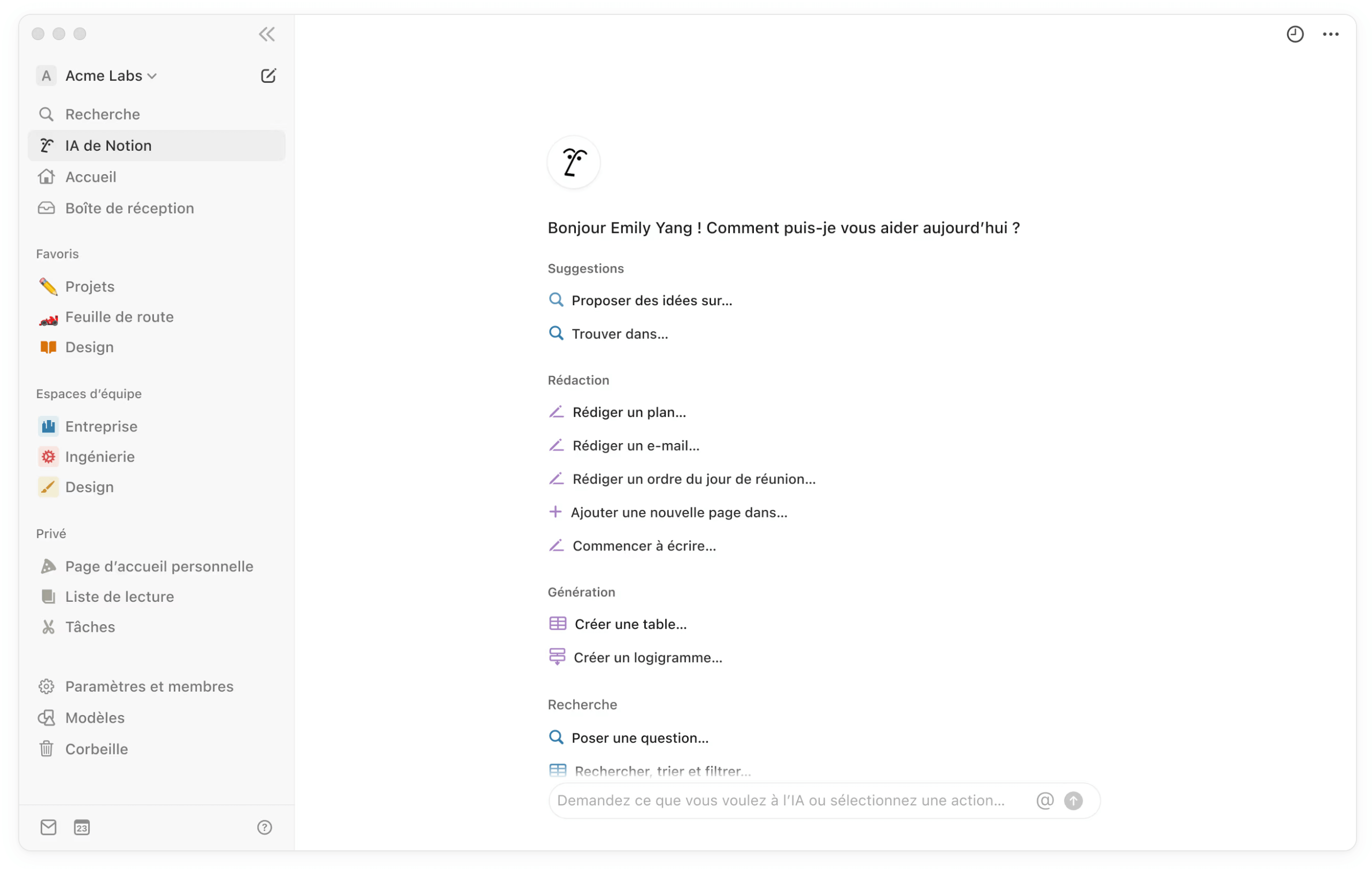 Démonstration de l’IA Notion